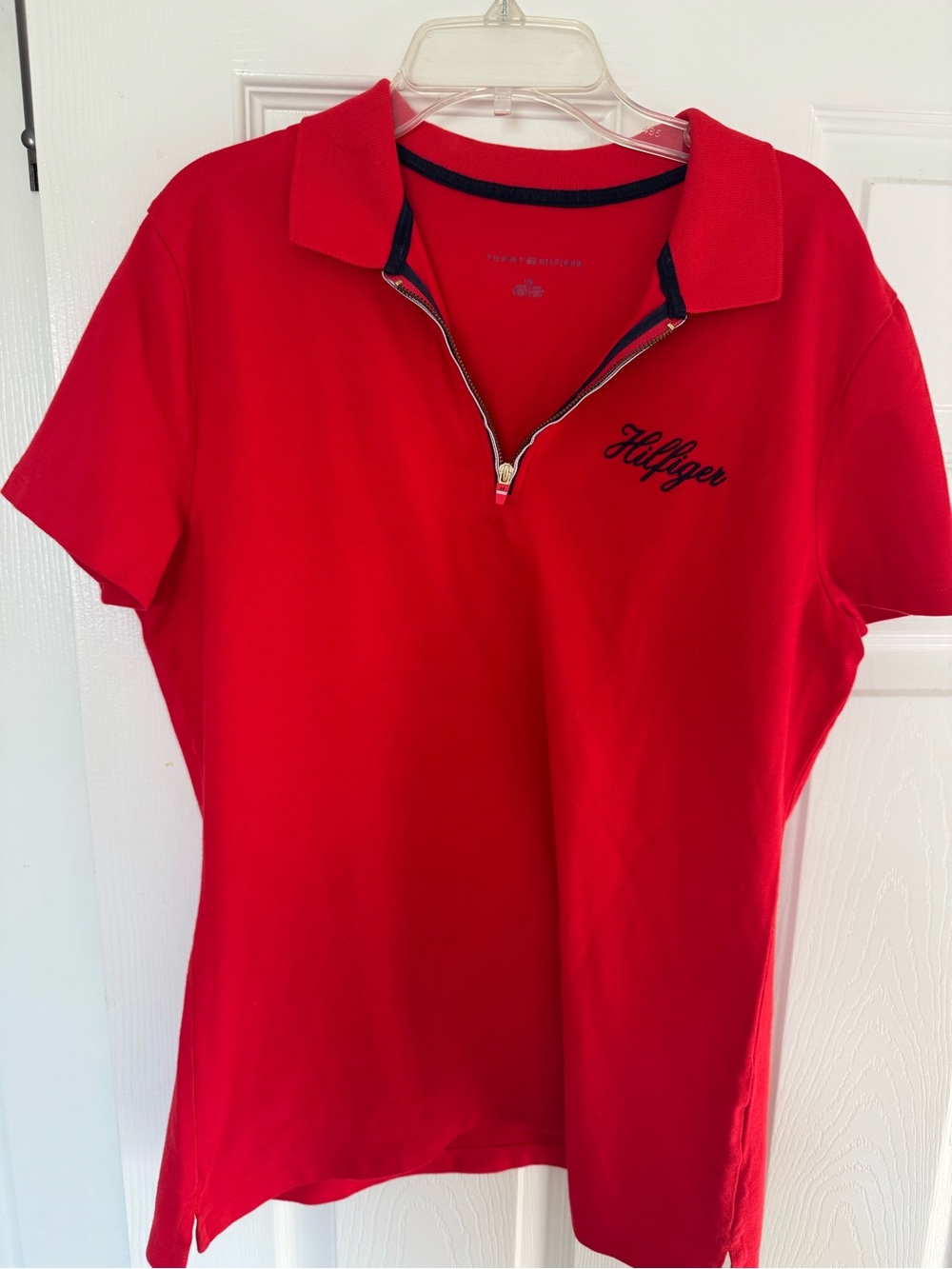 Tommy Hilfiger Bright Red Sweatshirt with Navy Trim